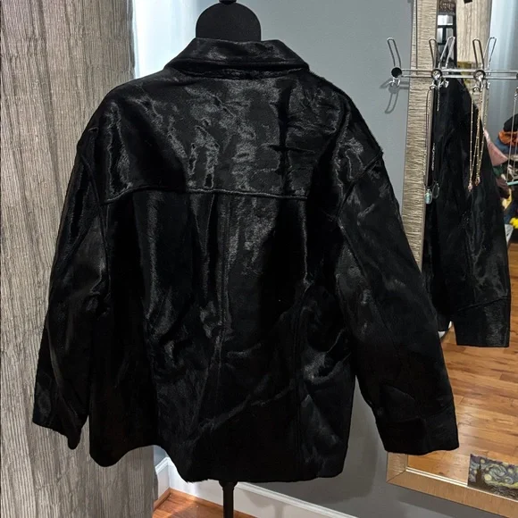 Davoucci genuineleather calf hair jacket black size 3xl men’s - Picture 2 of 7